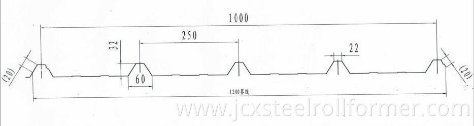 Roof Tile Roll Forming Machine profile drawing